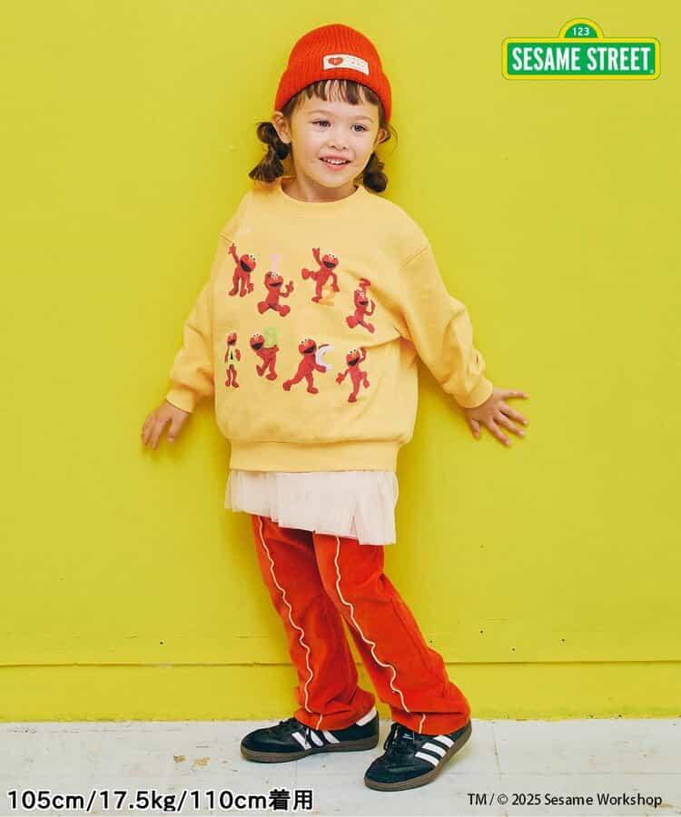 拼色波浪邊彈力針織燈芯絨褲