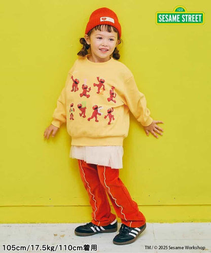 拼色波浪邊彈力針織燈芯絨褲