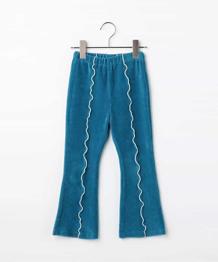 拼色波浪邊彈力針織燈芯絨褲