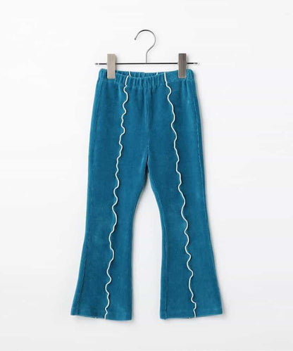 拼色波浪邊彈力針織燈芯絨褲