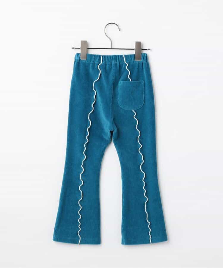 拼色波浪邊彈力針織燈芯絨褲