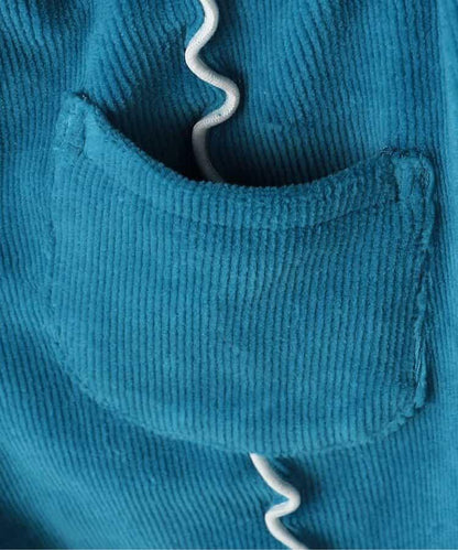 拼色波浪邊彈力針織燈芯絨褲