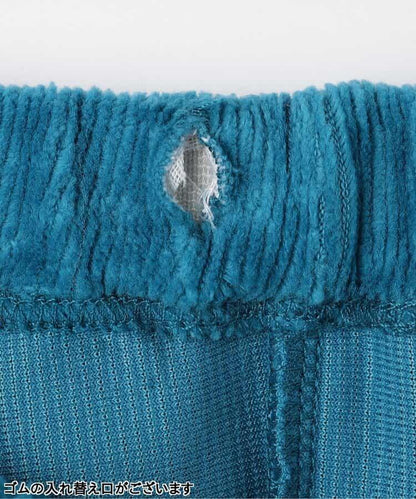 拼色波浪邊彈力針織燈芯絨褲