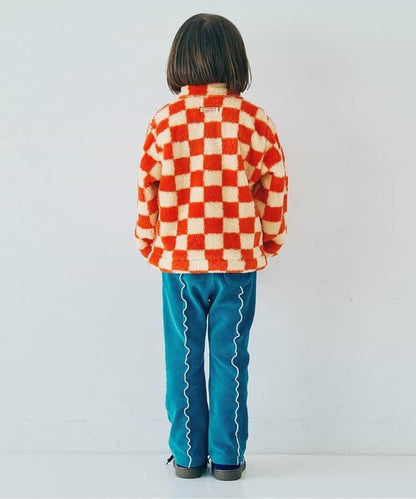 拼色波浪邊彈力針織燈芯絨褲