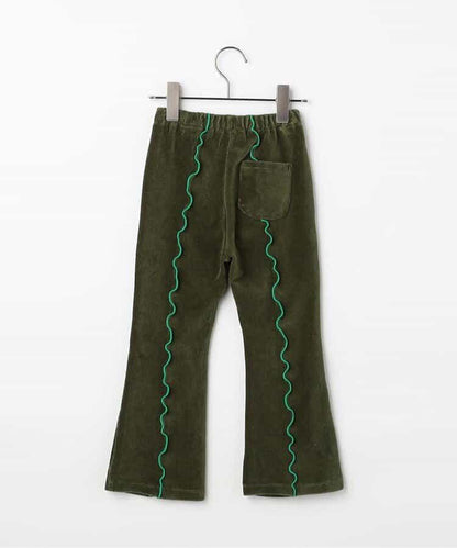 拼色波浪邊彈力針織燈芯絨褲