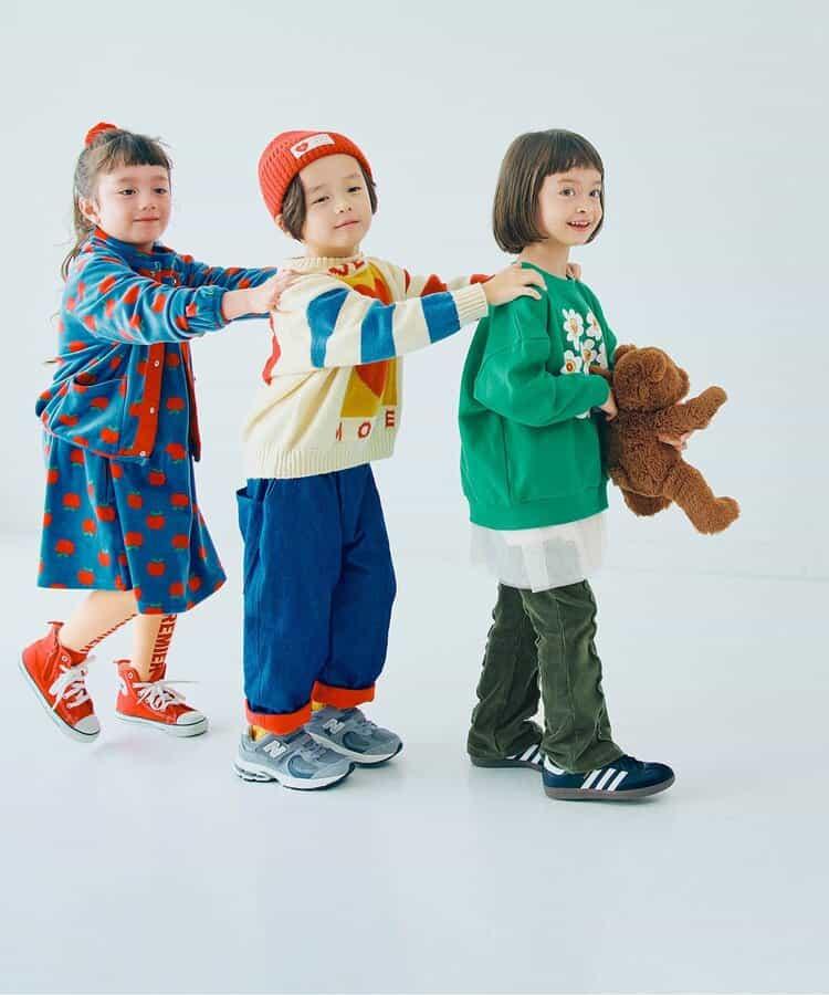 拼色波浪邊彈力針織燈芯絨褲