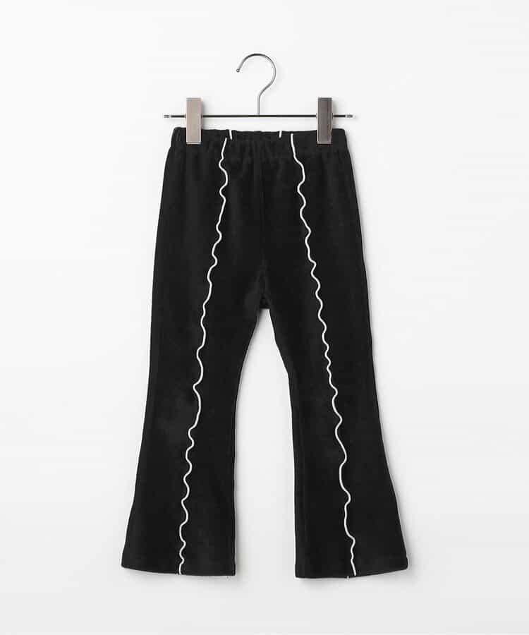 拼色波浪邊彈力針織燈芯絨褲