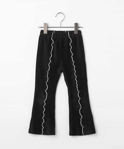 拼色波浪邊彈力針織燈芯絨褲
