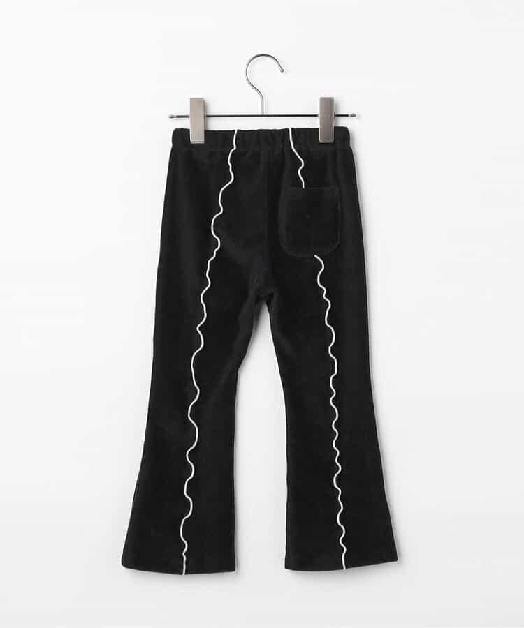 拼色波浪邊彈力針織燈芯絨褲