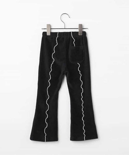 拼色波浪邊彈力針織燈芯絨褲