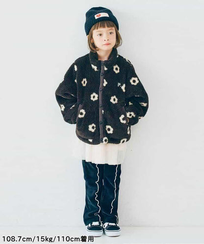 拼色波浪邊彈力針織燈芯絨褲