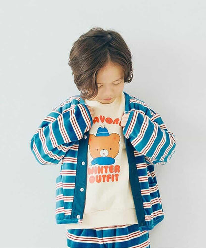 天鵝絨觸感柔軟絨毛抓絨按扣開衫