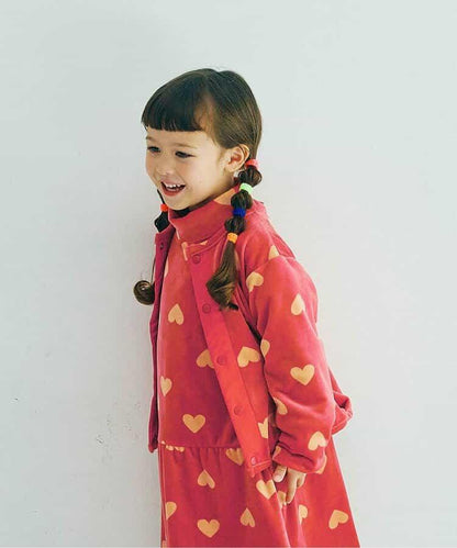 天鵝絨觸感柔軟絨毛抓絨按扣開衫