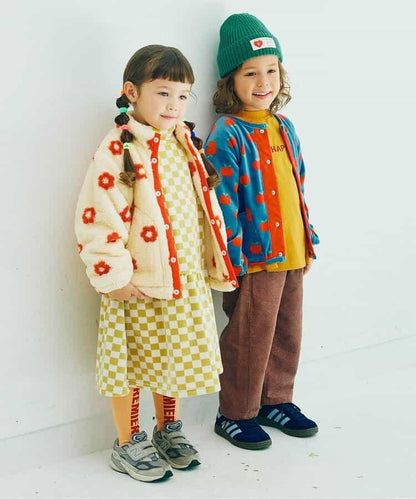 天鵝絨觸感柔軟絨毛抓絨按扣開衫