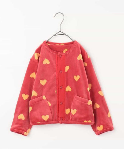 天鵝絨觸感柔軟絨毛抓絨按扣開衫