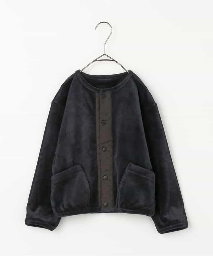 天鵝絨觸感柔軟絨毛抓絨按扣開衫