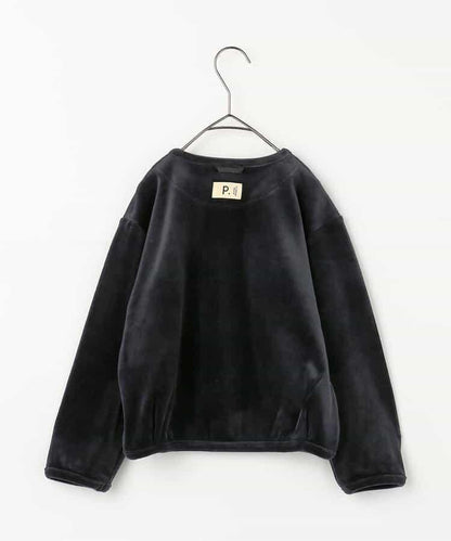 天鵝絨觸感柔軟絨毛抓絨按扣開衫