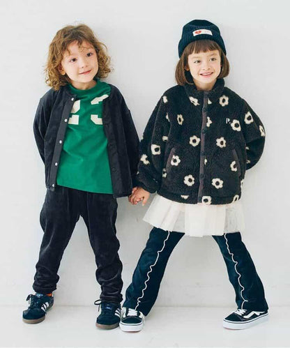 天鵝絨觸感柔軟絨毛抓絨按扣開衫