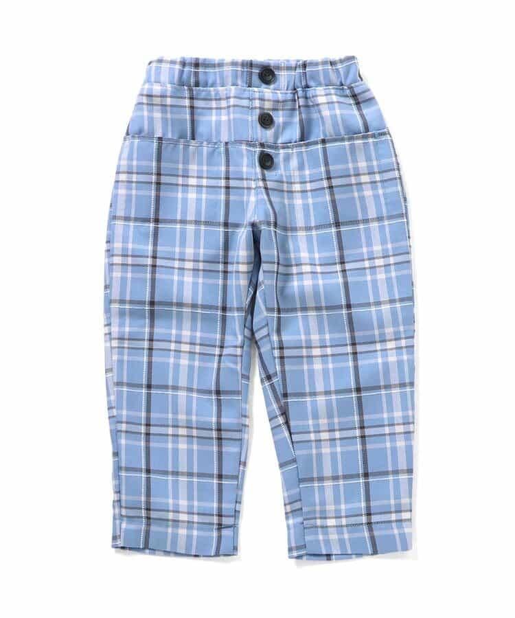 【リンク】前扣格紋長褲 10分丈
