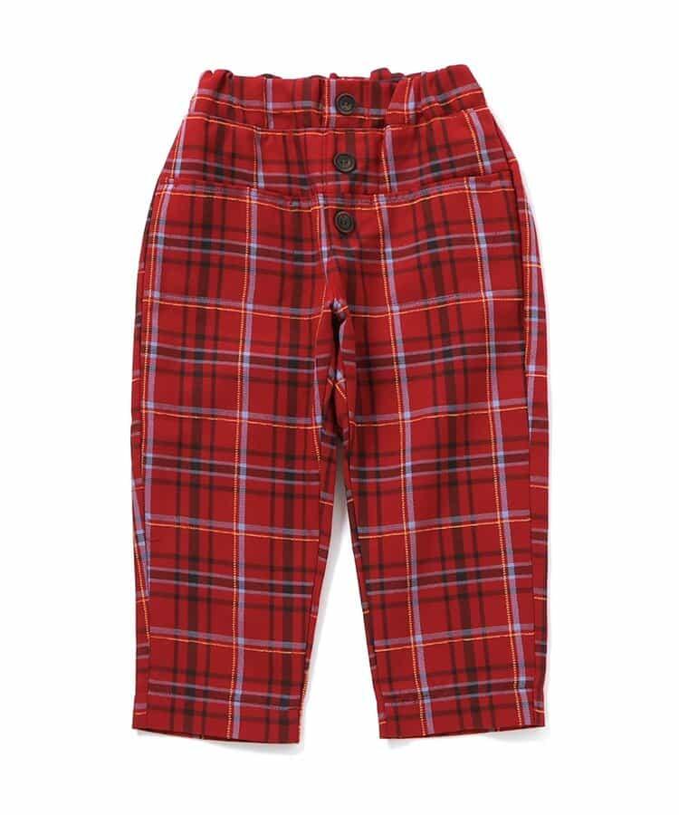 【リンク】前扣格紋長褲 10分丈