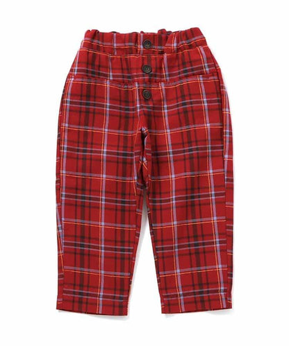 【リンク】前扣格紋長褲 10分丈