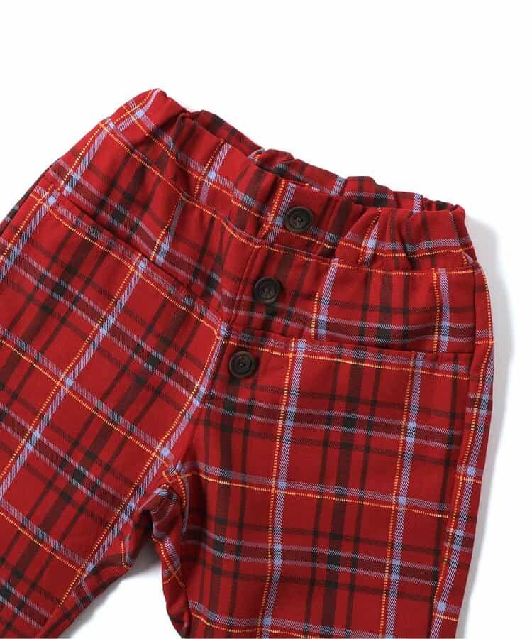 【リンク】前扣格紋長褲 10分丈