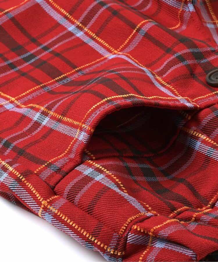 【リンク】前扣格紋長褲 10分丈