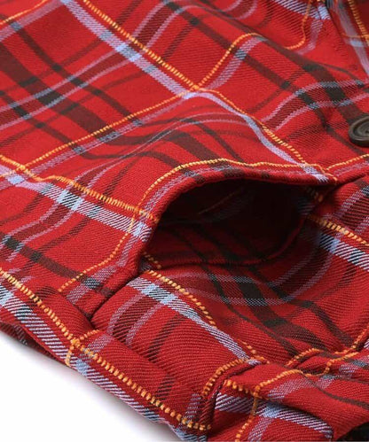 【リンク】前扣格紋長褲 10分丈