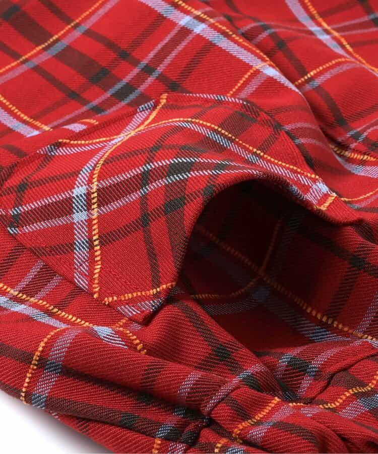 【リンク】前扣格紋長褲 10分丈