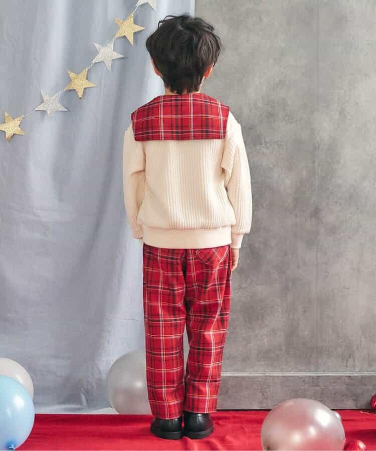 【リンク】前扣格紋長褲 10分丈