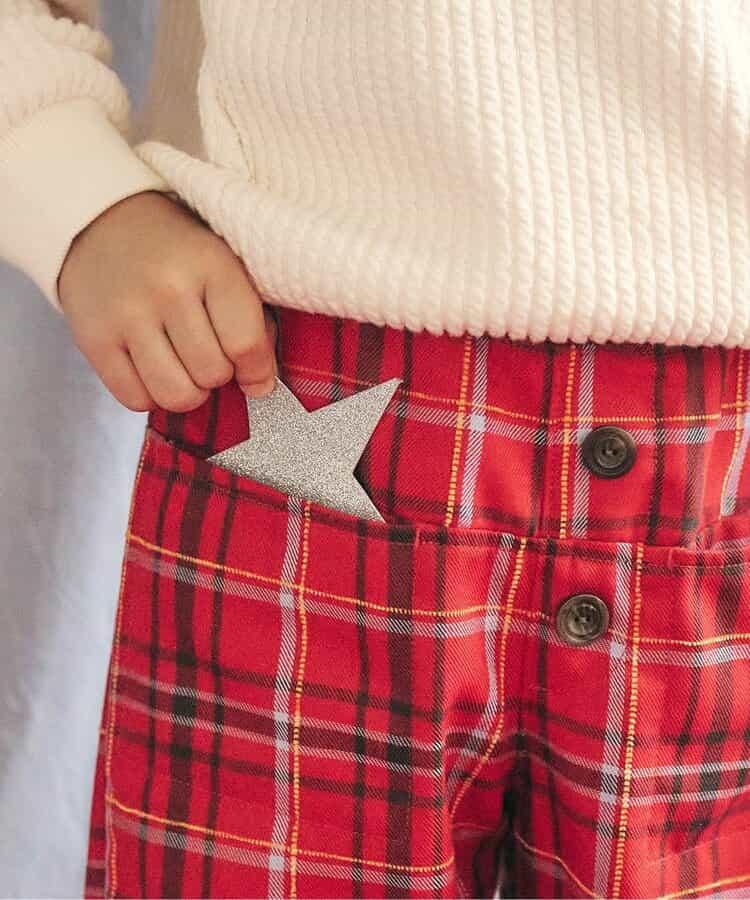 【リンク】前扣格紋長褲 10分丈