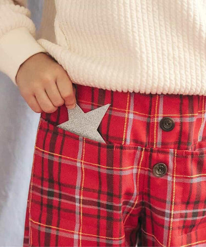 【リンク】前扣格紋長褲 10分丈