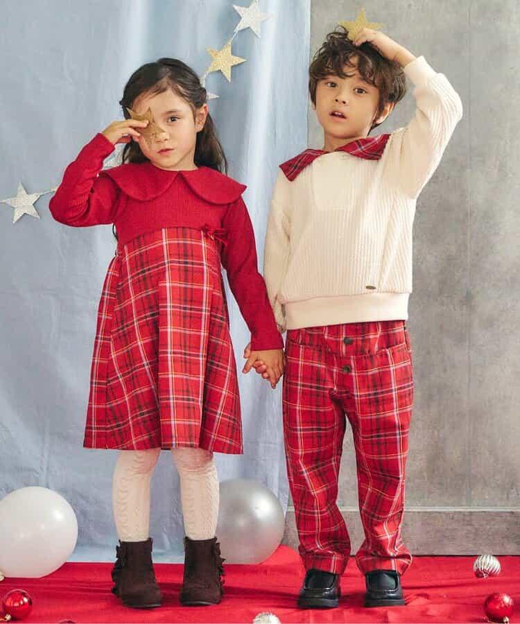 【リンク】前扣格紋長褲 10分丈