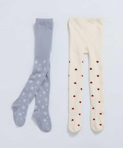 愛心雪花圖案連褲襪