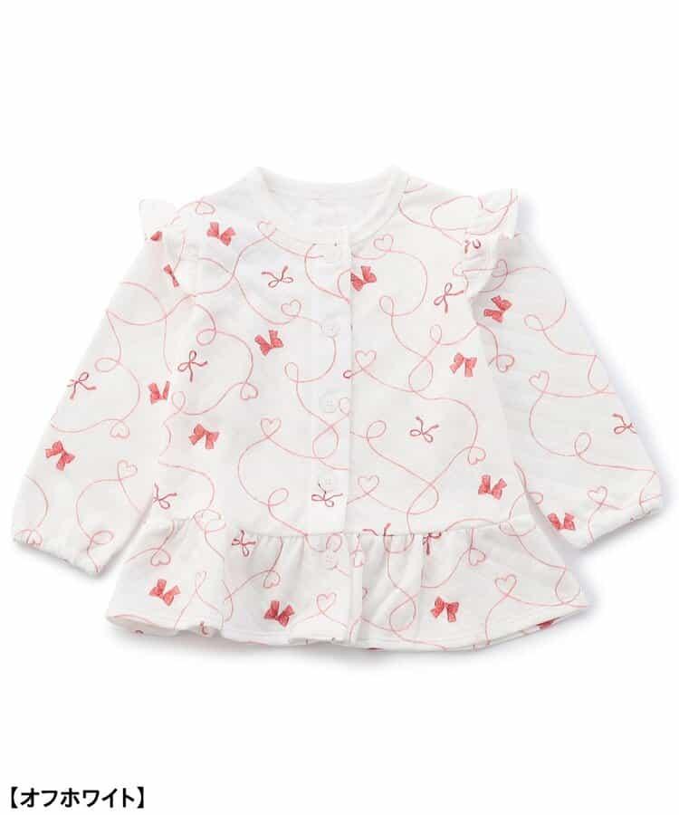 蝴蝶結圖案針織絎縫荷葉邊家居服