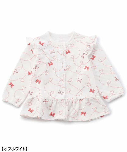 蝴蝶結圖案針織絎縫荷葉邊家居服