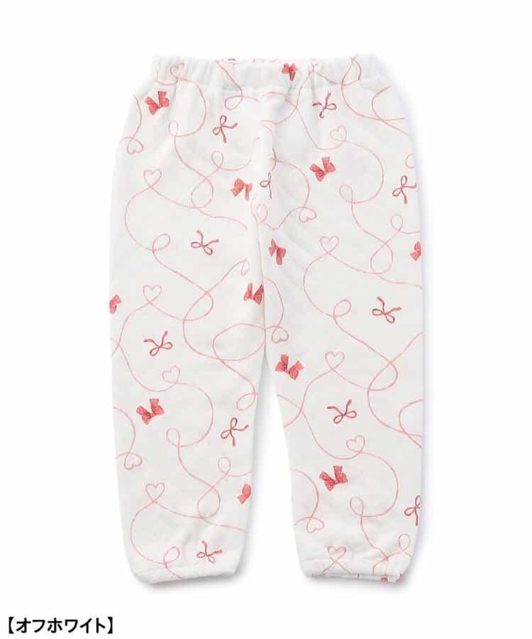 蝴蝶結圖案針織絎縫荷葉邊家居服