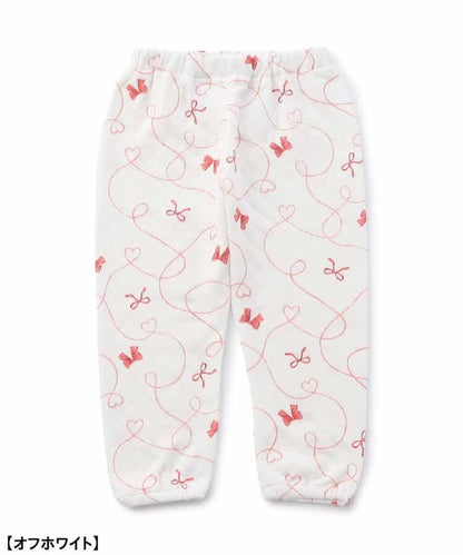 蝴蝶結圖案針織絎縫荷葉邊家居服