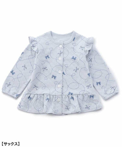 蝴蝶結圖案針織絎縫荷葉邊家居服