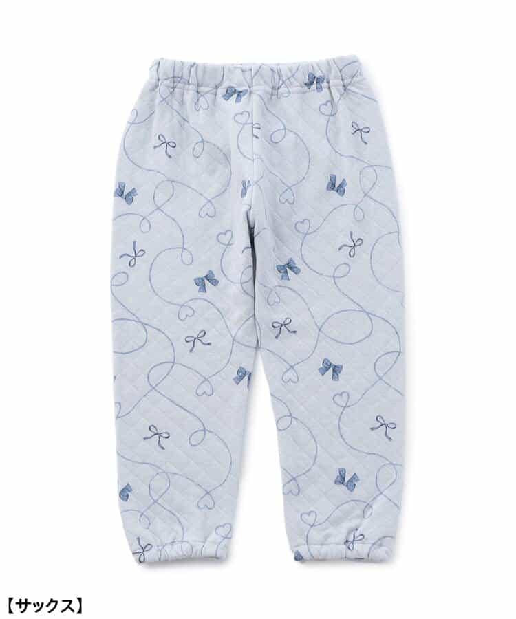 蝴蝶結圖案針織絎縫荷葉邊家居服