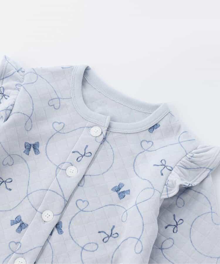 蝴蝶結圖案針織絎縫荷葉邊家居服