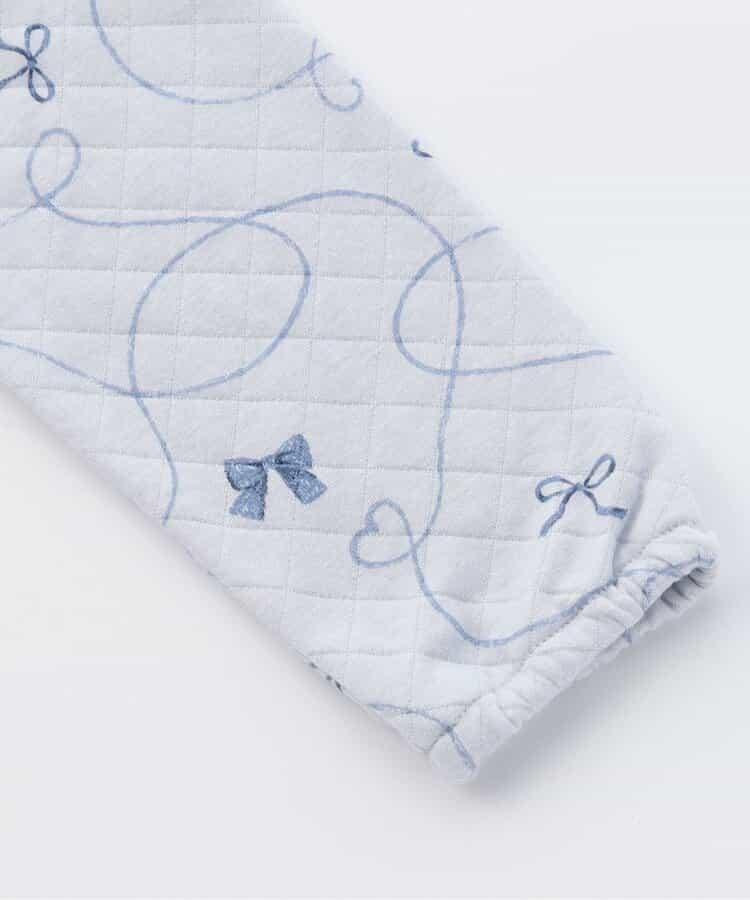 蝴蝶結圖案針織絎縫荷葉邊家居服