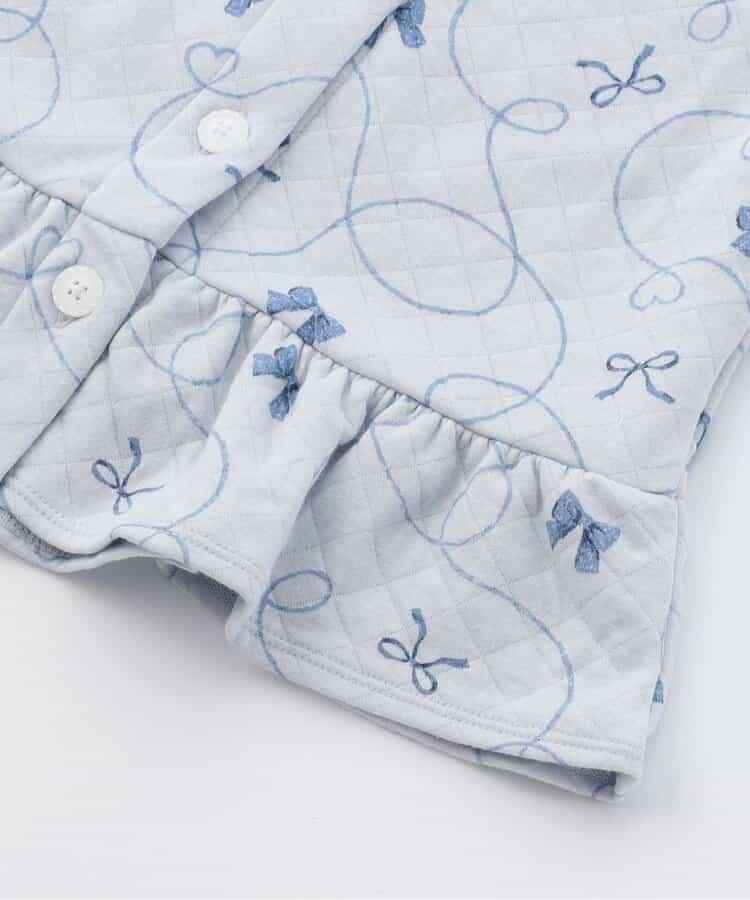 蝴蝶結圖案針織絎縫荷葉邊家居服