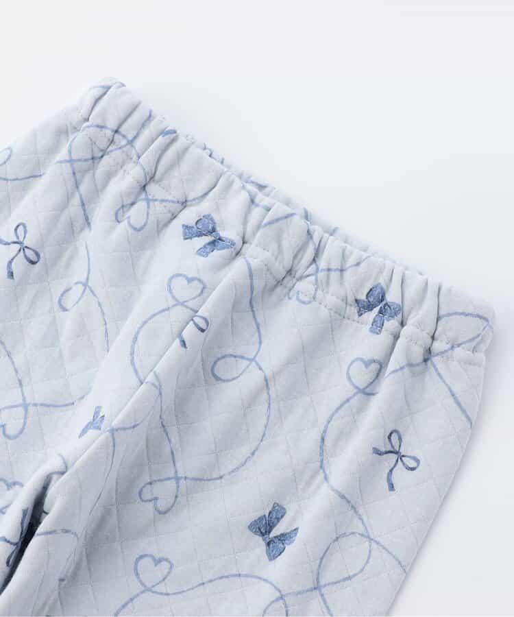 蝴蝶結圖案針織絎縫荷葉邊家居服