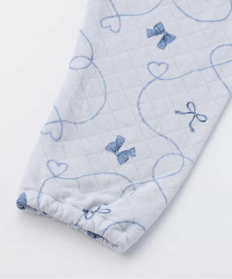 蝴蝶結圖案針織絎縫荷葉邊家居服