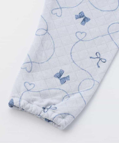 蝴蝶結圖案針織絎縫荷葉邊家居服