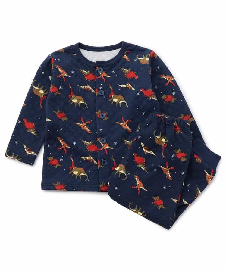 冬季恐龍圖案針織絎縫睡衣