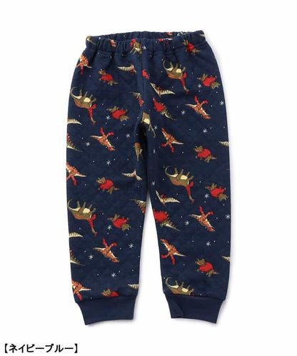 冬季恐龍圖案針織絎縫睡衣