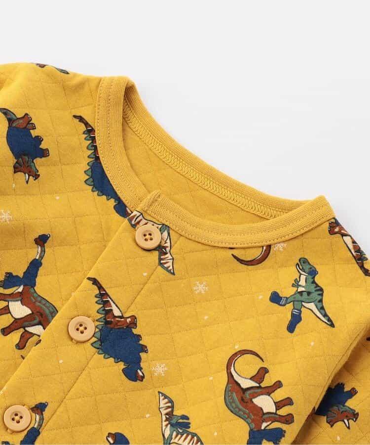 冬季恐龍圖案針織絎縫睡衣