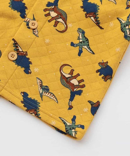 冬季恐龍圖案針織絎縫睡衣